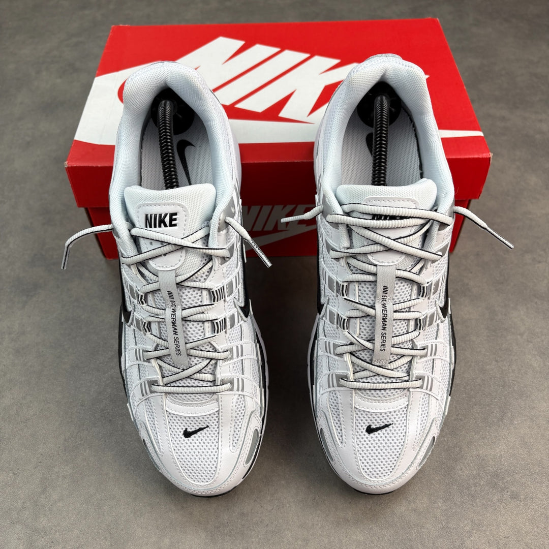 Nike P-6000 White Metallic Silver Black