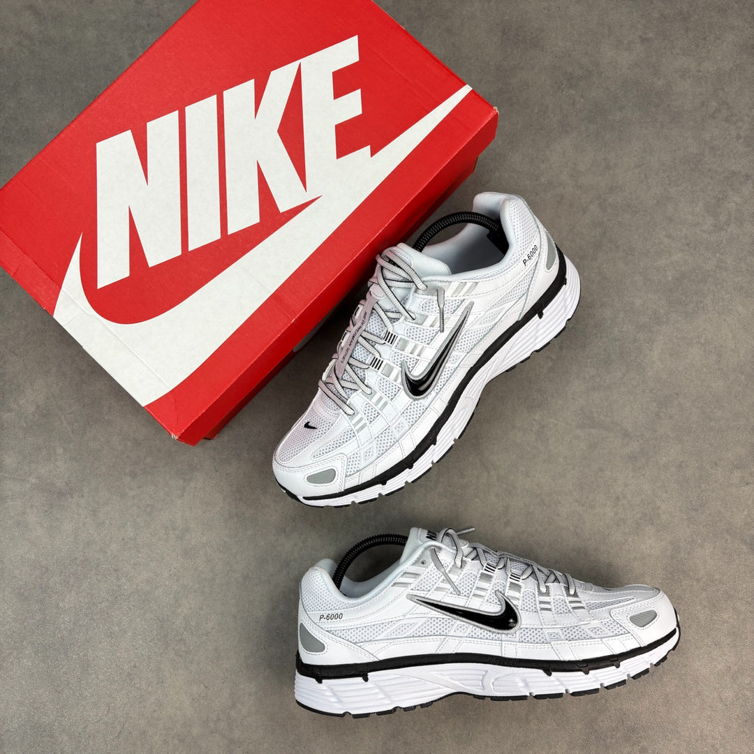 Nike P-6000 White Metallic Silver Black